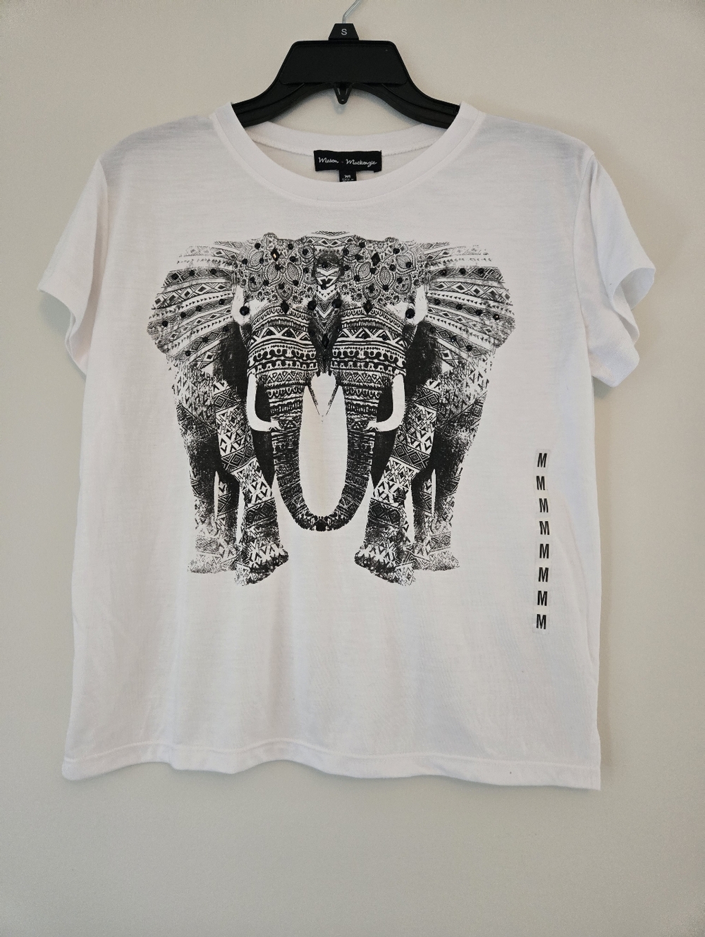 White T-Shirt with Elephant Graphic